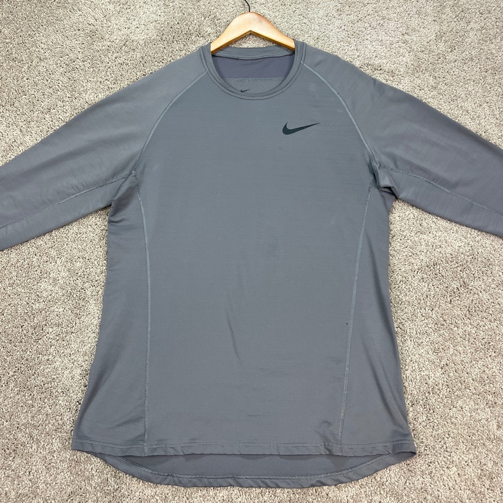 Nike Pullover Mens XL Gray Long Sleeve Stretch Performance Athletic Dri-FIT
